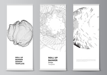 Wall Mural - vector layout of roll up mockup templates for vertical flyers, flags design templates, banner stands