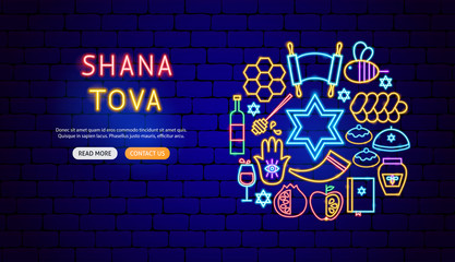 Poster - Shana Tova Neon Banner Design