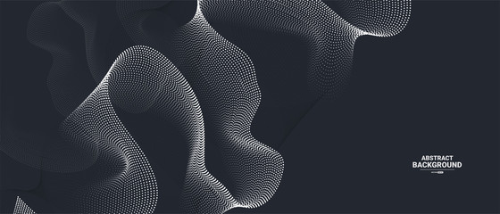 dark abstract background with flowing particles. digital future technology concept. vector illustrat
