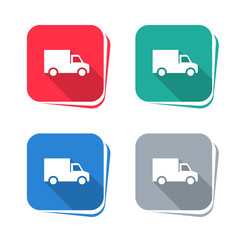 Wall Mural - Delivery truck icon on square button