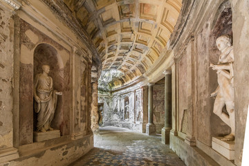 Cryptoporticus (Criptoportico) in the English Garden is one of the most scenic corner of Caserta Royal Palace. Caserta, Italy