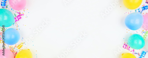 Cuadros en Lienzo Birthday party theme banner with double border on a white background