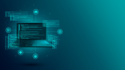 web development, coding and programming of a site or application. digital laptop software. program c