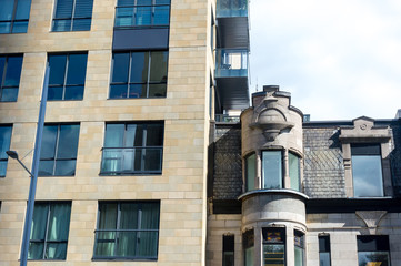 Wall Mural - Old and new houses with huge windows in Montreal downtown, Canada.