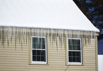 Poster - winter house with icicle and snow on the roof