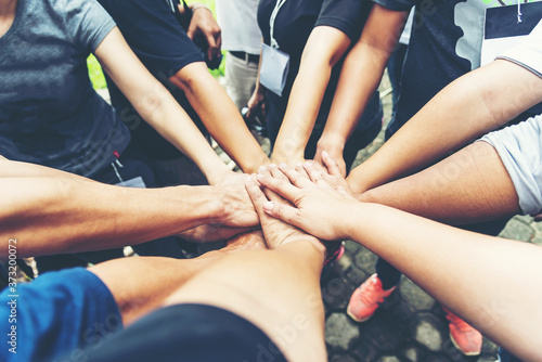 Fotografía Solidarity unite people hands together community teamwork