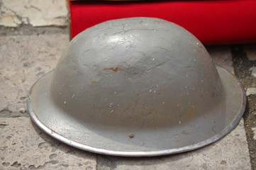 Sticker - Closeup shot of an antique military helmet