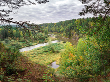 Typical Autumn Ural Landscape With A View Of The River