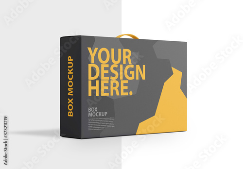 Laptop Package Carton Box With Handle Mockup Stock Template Adobe Stock