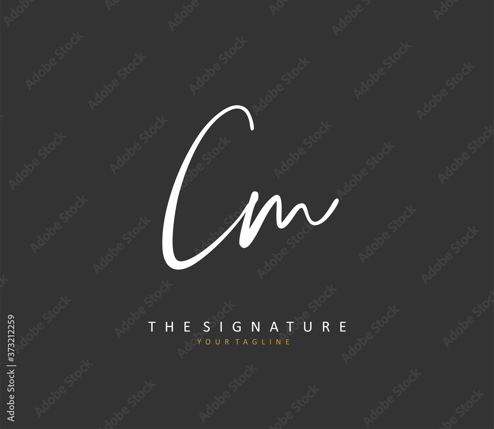 C M CM Initial letter handwriting and signature logo. A concept ...