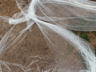 Closeup shot of white fishing nets