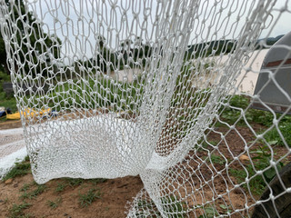 Closeup shot of white fishing nets