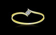 Single Solitaire 4 Prong Diamond Ring with Holding Hand Curve Yellow Gold Band