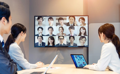 Wall Mural - ビデオ会議　テレミーティング　テレワーク