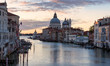 Venezia. Canal Grande con la Salute e Punta della Dogana all'alba dal Ponte dell'Accademia.