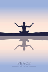 Wall Mural - peace of mind mediating person by the lake vector illustration EPS10