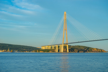 Canvas Print - Seascape with a view of the Russian bridge.