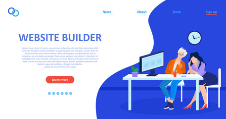 Wall Mural - vector of a man and woman working on web page design