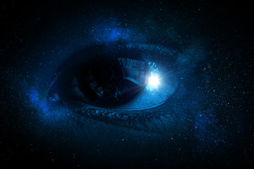 Aufkleber - Human eye and space. Elements of this image furnished by NASA.