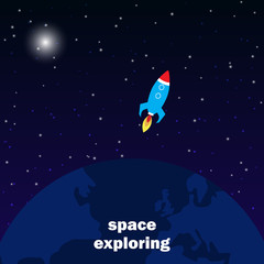Wall Mural - spaceship launch to outer space, cosmos exploring