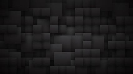 Wall Mural - Conceptual 3D Different Squares High Technology Minimalist Black Abstract Background. Science Tech Tetragonal Structure Darkness Wallpaper In Ultra Definition Quality. Blank Clear Texture Backdrop