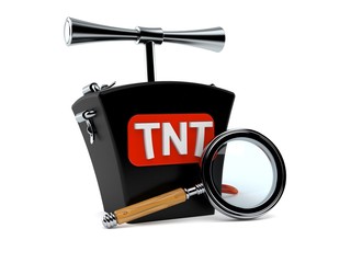 Canvas Print - TNT detonator with magnifying glass