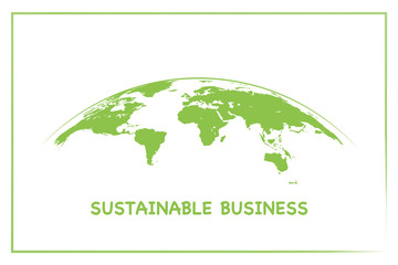 Poster - Sustainable development business with green earth, vector graphic illustration