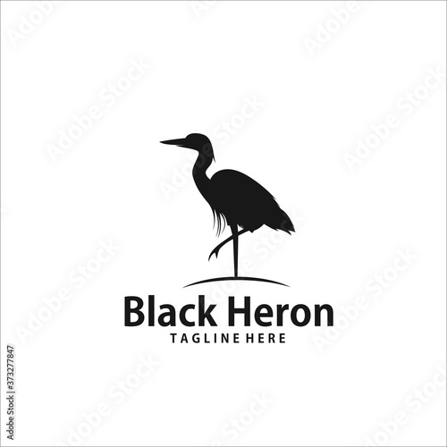 Cuadros en Lienzo black crane stork heron egret bird silhouette vector logo icon