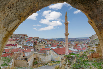 Wall Mural - Ancient town of Avanos through a cave in Cappadocia, Turkey