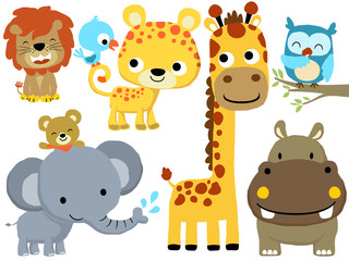 Wall Mural - Set of funny animals cartoon