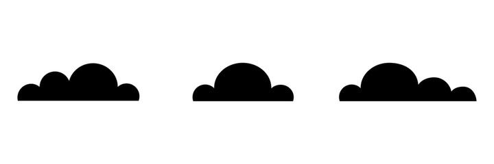 Conjunto de iconos de nube. Formas de dibujos animados de nubes negras. Ilustración vectorial aislada en fondo blanco