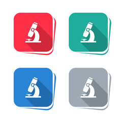 Wall Mural - Microscope icon on square button