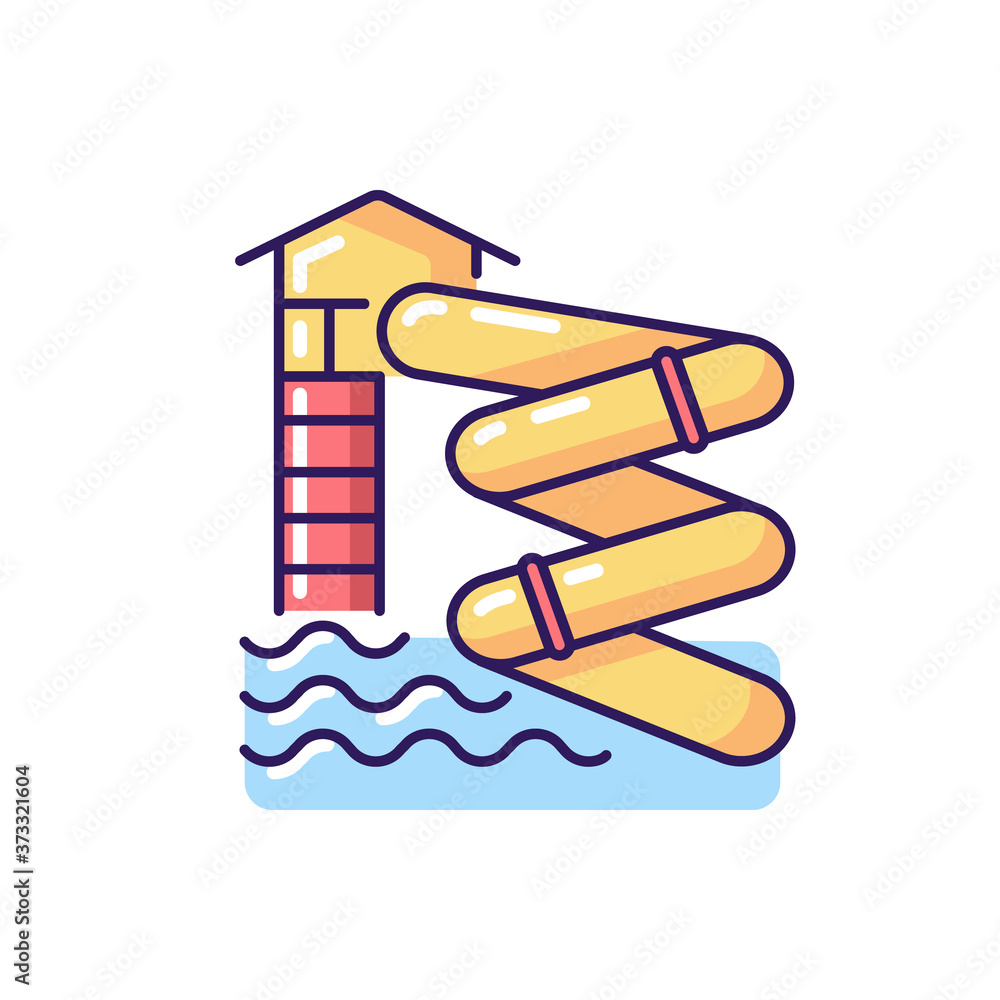 Vector de Stock Aqualoop RGB color icon. Water park attraction. Extreme ...
