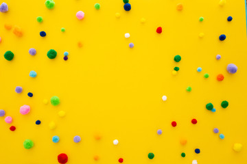 Sticker - Yellow party background with confetti and a copyspace in the center