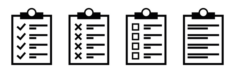 Wall Mural - clipboard icon set. checklist sign symbol for web site and app. clipboard or document with checkmark