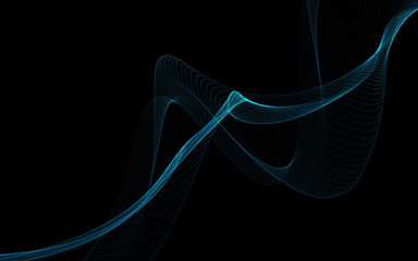 Dark abstract background with a glowing abstract waves