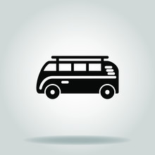 Mini Bus Retro Icon Or Logo In  Glyph
