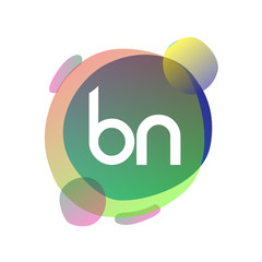 Letter BN logo with colorful splash background, letter combination logo design for creative industry, web, business and company.