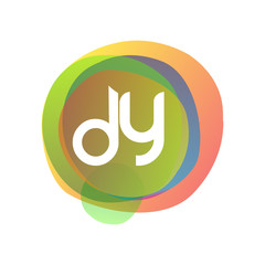 Letter DY logo with colorful splash background, letter combination logo design for creative industry, web, business and company.