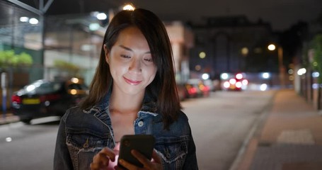 Sticker - Woman call for taxi at street in the evening