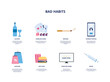 © sabelskaya - Bad habits and unhealthy addictions icons set flat vector illustration isolated.