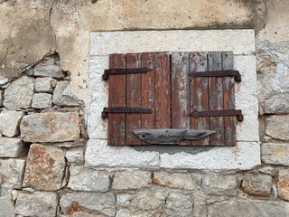 Wall Mural - Old window in Milna, Brac island, Croatia