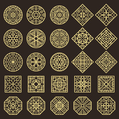 Wall Mural - traditional korean ornament. asian decoration geometrical authentic shapes for tattoo patterns vecto