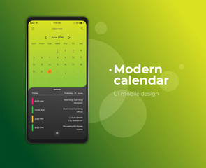 Calendar mobile apptasks ui ux design mockup vector image