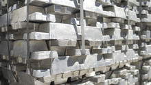 Metal Ingots In Aluminium Foundry. Billets For Aluminium Profile Production At A Metallurgical Plant