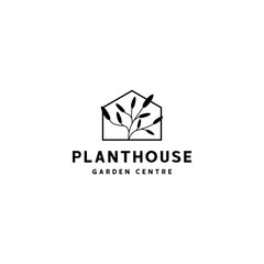 Wall Mural - Plant house logo retro vintage design vector template