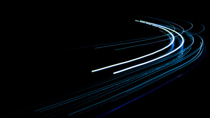 Wall Mural - abstract blue car lights at night