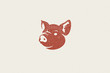 Pig head silhouette for meat industry hand drawn stamp effect vector illustration.