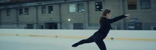 Professional Female Ice Figure Skater Practicing Spin On Indoor Skating Rink Shot On RED Cinema Camera With 2x Anamorphic Lens, 75 FPS Slow Motion