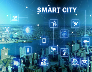 Wall Mural - Concept of smart city and internet of things